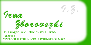 irma zborovszki business card